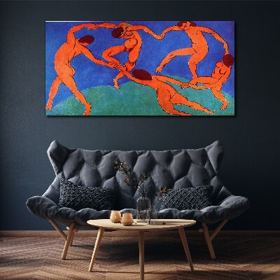 Foto auf leinwand Tanzende Figuren auf blauem Hintergrund