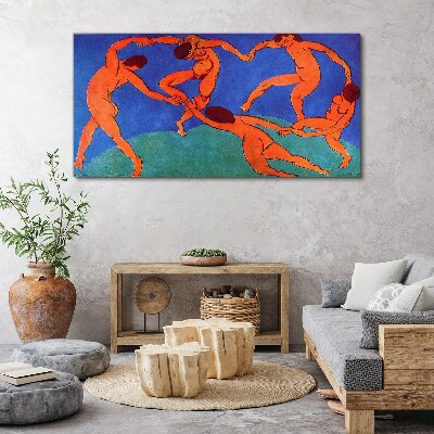 Foto auf leinwand Tanzende Figuren auf blauem Hintergrund