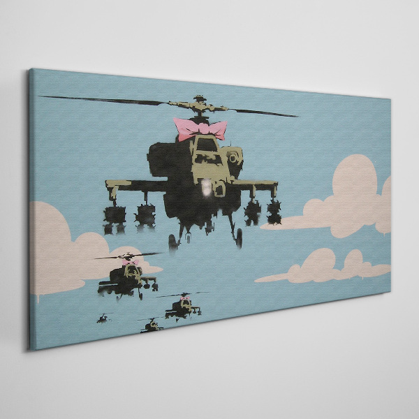 Foto auf leinwand Hubschrauber mit rosa Schleifen