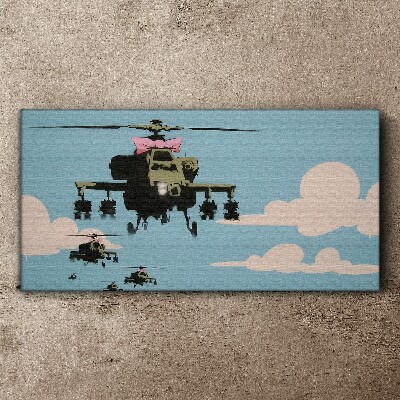 Foto auf leinwand Hubschrauber mit rosa Schleifen