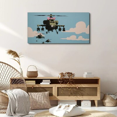 Foto auf leinwand Hubschrauber mit rosa Schleifen