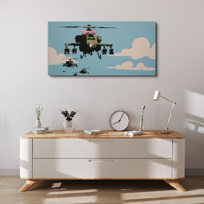 Foto auf leinwand Hubschrauber mit rosa Schleifen