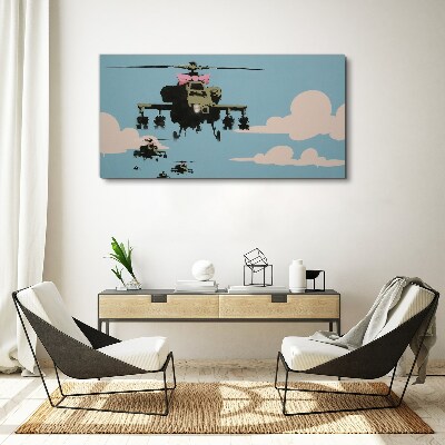 Foto auf leinwand Hubschrauber mit rosa Schleifen
