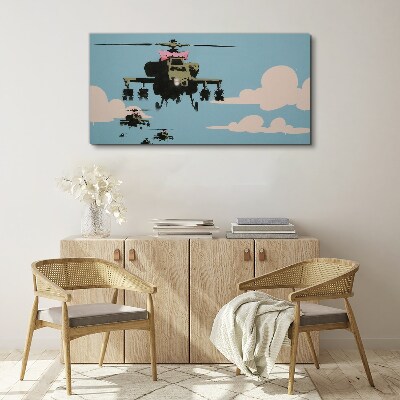 Foto auf leinwand Hubschrauber mit rosa Schleifen