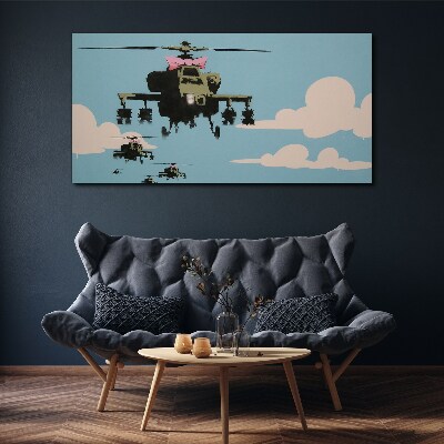 Foto auf leinwand Hubschrauber mit rosa Schleifen