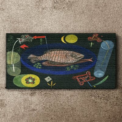 Foto auf leinwand Fisch in einer blauen Schüssel