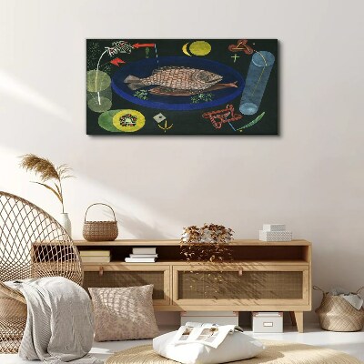 Foto auf leinwand Fisch in einer blauen Schüssel