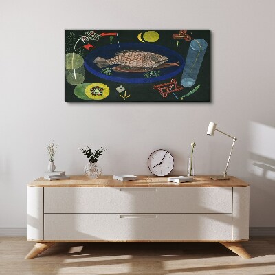 Foto auf leinwand Fisch in einer blauen Schüssel