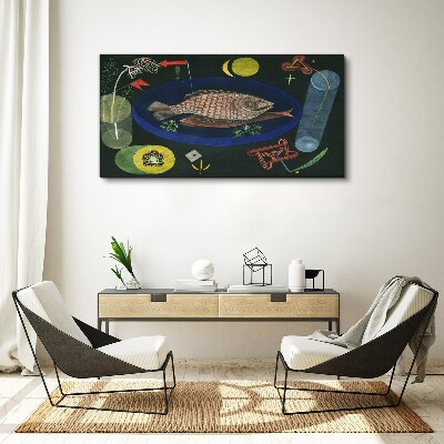 Foto auf leinwand Fisch in einer blauen Schüssel
