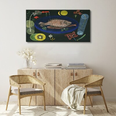 Foto auf leinwand Fisch in einer blauen Schüssel
