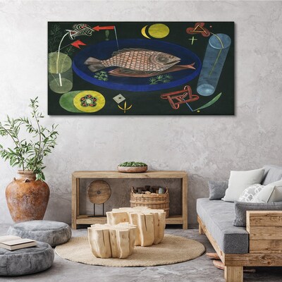 Foto auf leinwand Fisch in einer blauen Schüssel