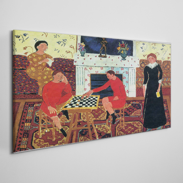 Foto auf leinwand Eine Partie Schach in einem farbenfrohen Interieur