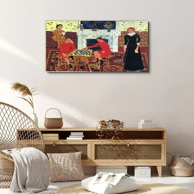 Foto auf leinwand Eine Partie Schach in einem farbenfrohen Interieur