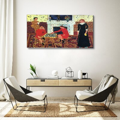 Foto auf leinwand Eine Partie Schach in einem farbenfrohen Interieur