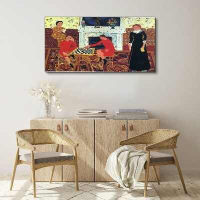 Foto auf leinwand Eine Partie Schach in einem farbenfrohen Interieur