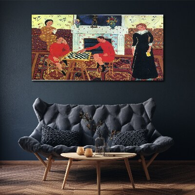 Foto auf leinwand Eine Partie Schach in einem farbenfrohen Interieur