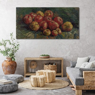 Foto auf leinwand Äpfel auf grünem Hintergrund