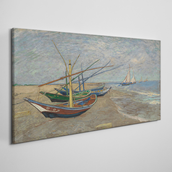 Foto auf leinwand Boote am Strand