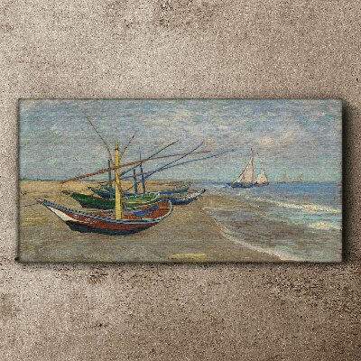 Foto auf leinwand Boote am Strand