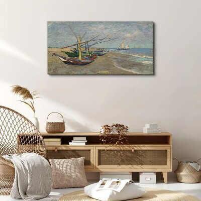 Foto auf leinwand Boote am Strand