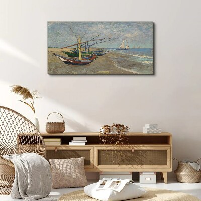 Foto auf leinwand Boote am Van-Gogh-Strand