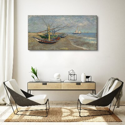 Foto auf leinwand Boote am Strand