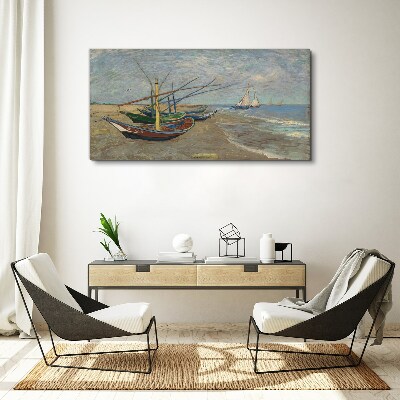 Foto auf leinwand Boote am Van-Gogh-Strand