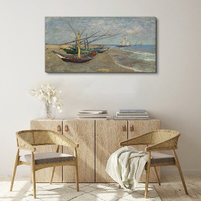 Foto auf leinwand Boote am Strand