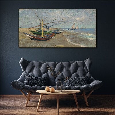 Foto auf leinwand Boote am Strand