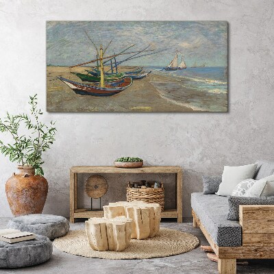 Foto auf leinwand Boote am Strand