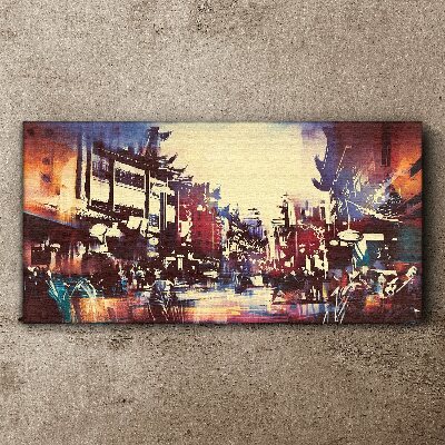 Foto auf leinwand Straßenbild in Nachtfarben