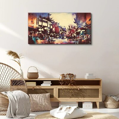 Foto auf leinwand Straßenbild in Nachtfarben