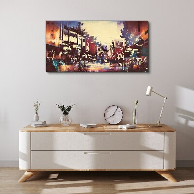 Foto auf leinwand Straßenbild in Nachtfarben