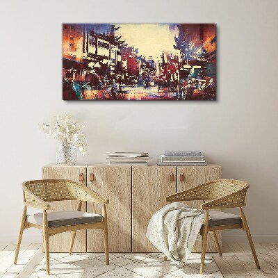 Foto auf leinwand Straßenbild in Nachtfarben