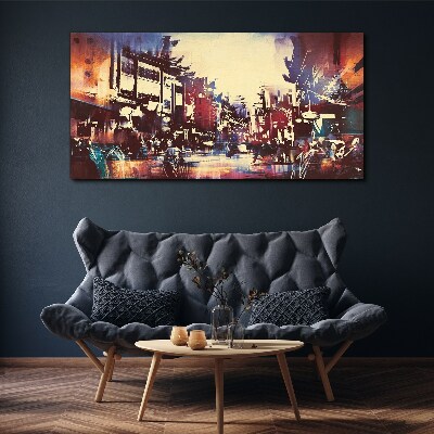 Foto auf leinwand Straßenbild in Nachtfarben