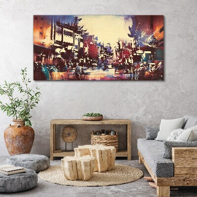 Foto auf leinwand Straßenbild in Nachtfarben