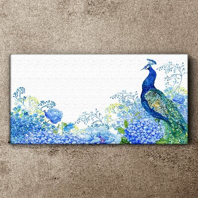 Foto auf leinwand Blumen Vogel Pfau