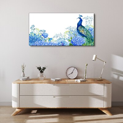 Foto auf leinwand Blumen Vogel Pfau