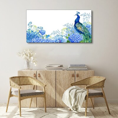 Foto auf leinwand Blumen Vogel Pfau