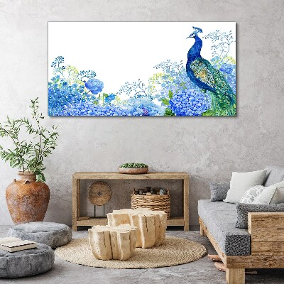 Foto auf leinwand Blumen Vogel Pfau