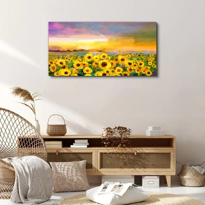 Bild auf leinwand Gelbe Sonnenuntergangsblumen