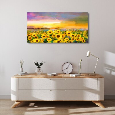 Bild auf leinwand Gelbe Sonnenuntergangsblumen