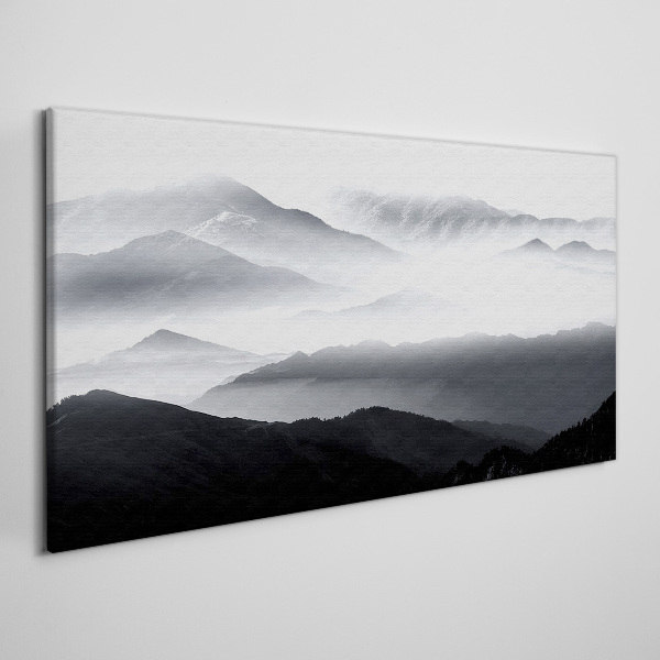 Foto auf leinwand Nebliges Bergpanorama