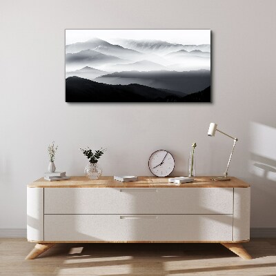 Foto auf leinwand Nebliges Bergpanorama