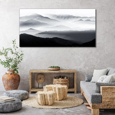 Foto auf leinwand Nebliges Bergpanorama