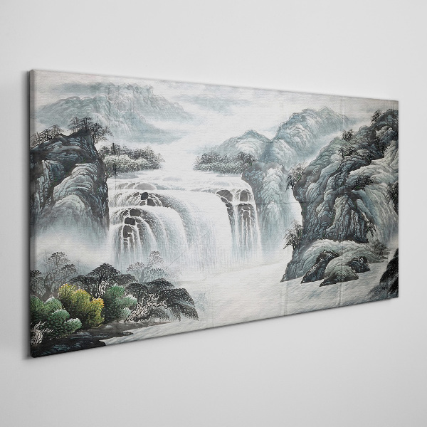 Foto auf leinwand Ruhige Wasserfälle in einer Berglandschaft