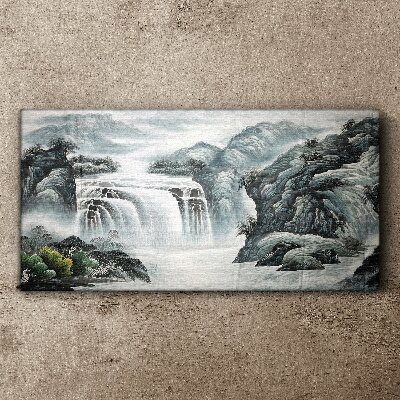 Foto auf leinwand Ruhige Wasserfälle in einer Berglandschaft