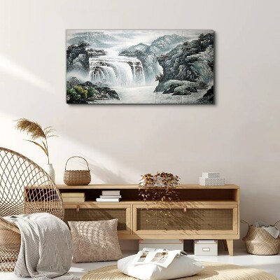 Foto auf leinwand Ruhige Wasserfälle in einer Berglandschaft