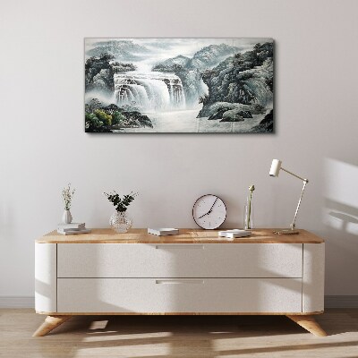 Foto auf leinwand Ruhige Wasserfälle in einer Berglandschaft