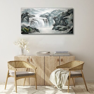 Foto auf leinwand Ruhige Wasserfälle in einer Berglandschaft